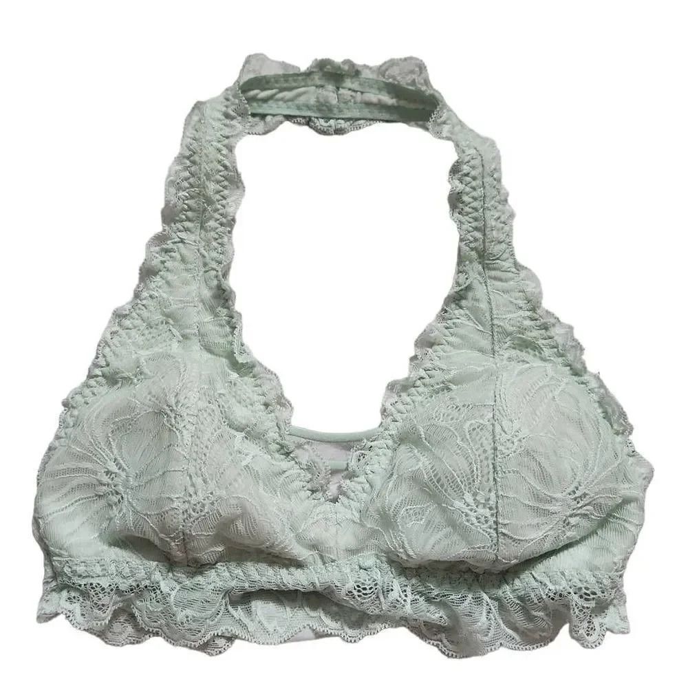 Gilly Hicks Ladies Sz XXS Green Lace Halter Bra
